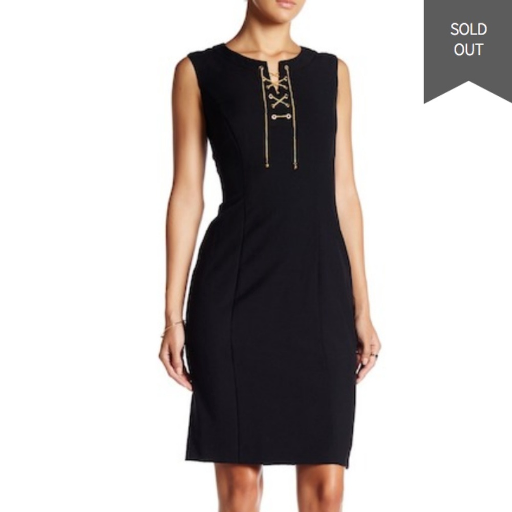 Ellen Tracy Sleeveless Lace Up Shift Dress